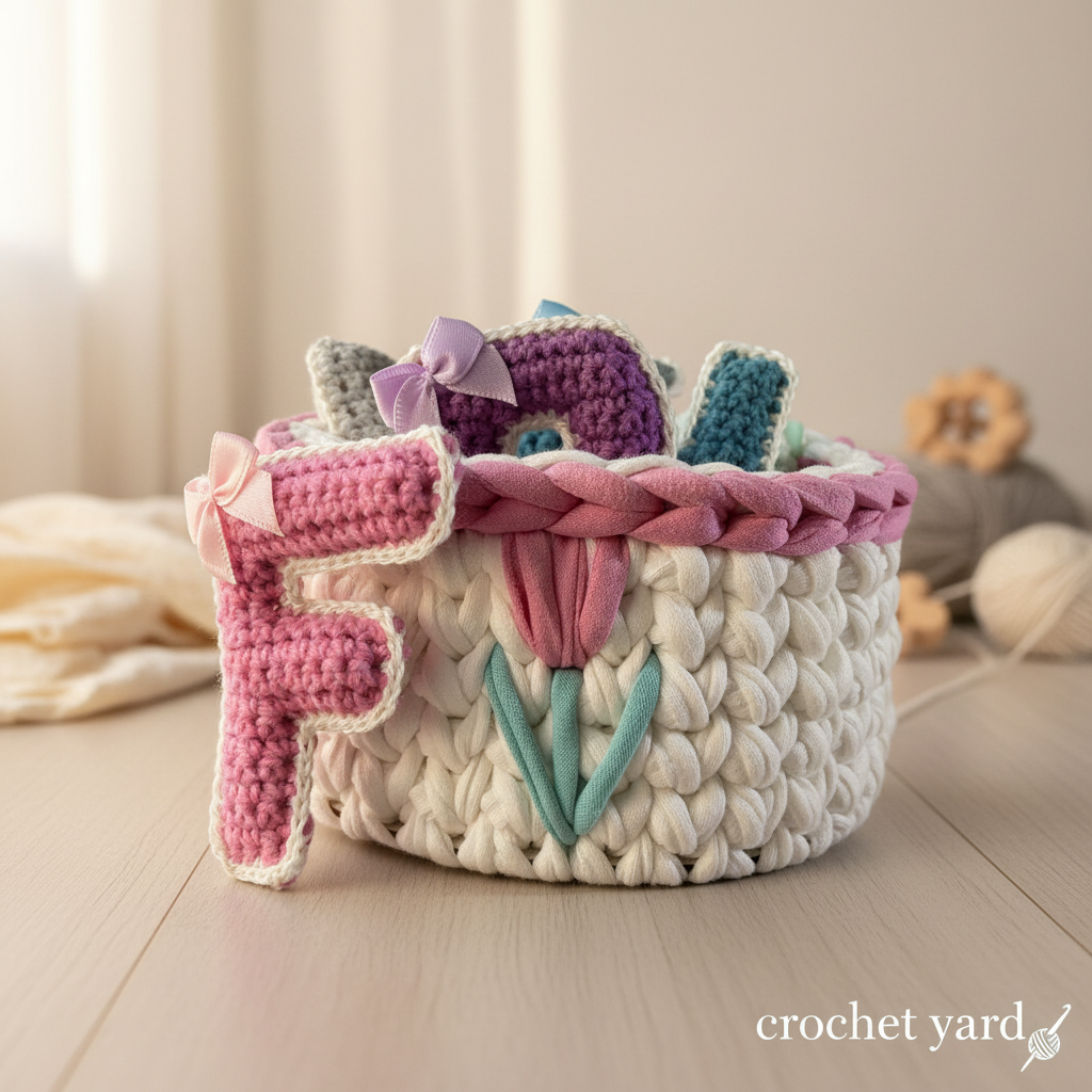 سلة بيضاء مع خط وردي - قطرها 15سم